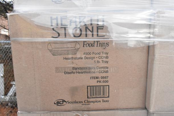 50 Hearth Stone food trays in original packaging; 5 lb capacity, #500, Southern Champion Tray. Item: 0567, PK: 500.