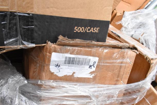 Box with label "348PSM40CLAS" indicating clutch assembly, sealed in plastic wrap, marked 500/case. Items are new, scratch and dent.