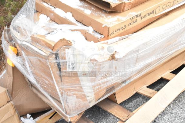 12 new scratch and dent items in packaging, including Quantum posts, bumpers, Gold Bond casters, Metro shelves. Pallet-wrapped.