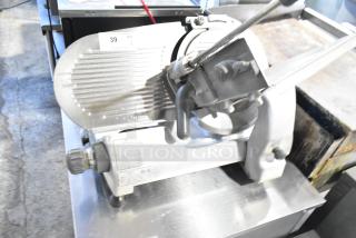 Hobart 2612 stainless steel meat slicer with blade sharpener, 115V, 1 phase. Tested, working, commercial countertop model.