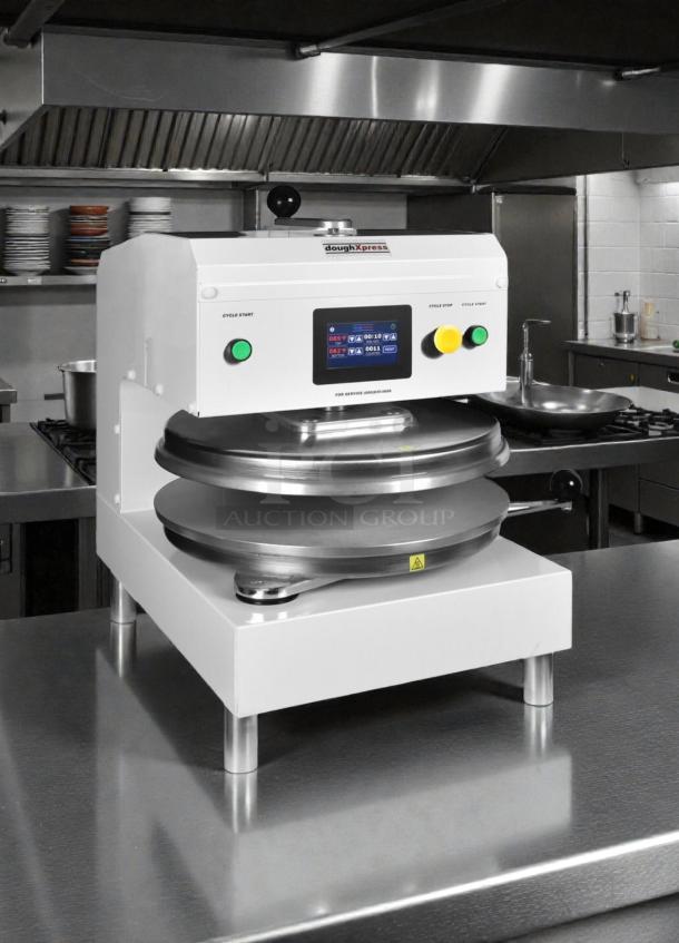DoughXpress D-TXE-2-18W LV commercial dough press, 18", premium condition, fully tested, made in USA, by HIX Corporation.