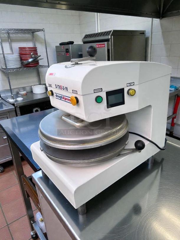Premium DoughXpress D-TXE-2-18W LV commercial dough press, 18", electric, made in USA, fully tested, excellent condition.