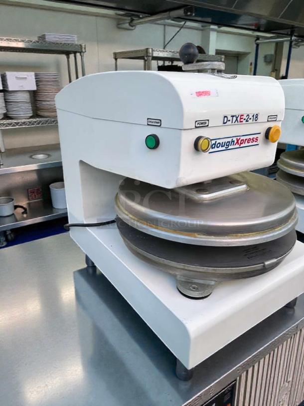 DoughXpress D-TXE-2-18W LV commercial dough press, premium condition, 18" surface, made in USA, fully tested and working.