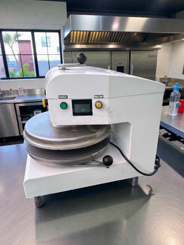 Premium DoughXpress D-TXE-2-18W LV electric dough press, excellent condition, 18" plates, made in USA, fully tested.