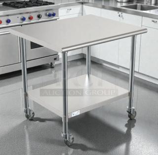 Brand new KoolMore CT3036-18C stainless steel work table with casters, 30"x36", NSF listed, never used, in original box.