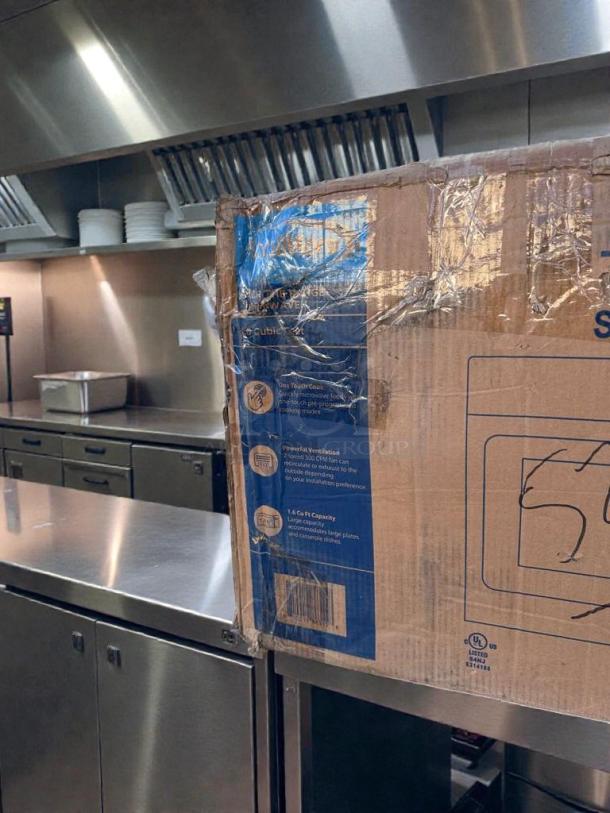 Brand new KoolMore KM-MOT-1SS over-the-range microwave in original box. Stainless steel, 1.6 cu. ft., UL listed.