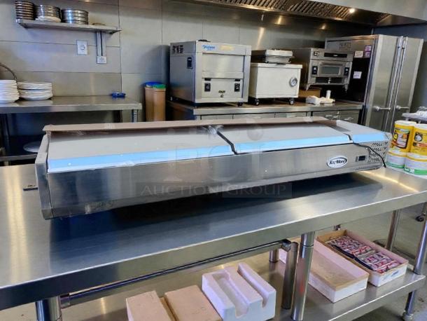 Brand new KoolMore SCDC-8P-SSL refrigerated prep rail, stainless steel, UL listed, never used, open box condition.