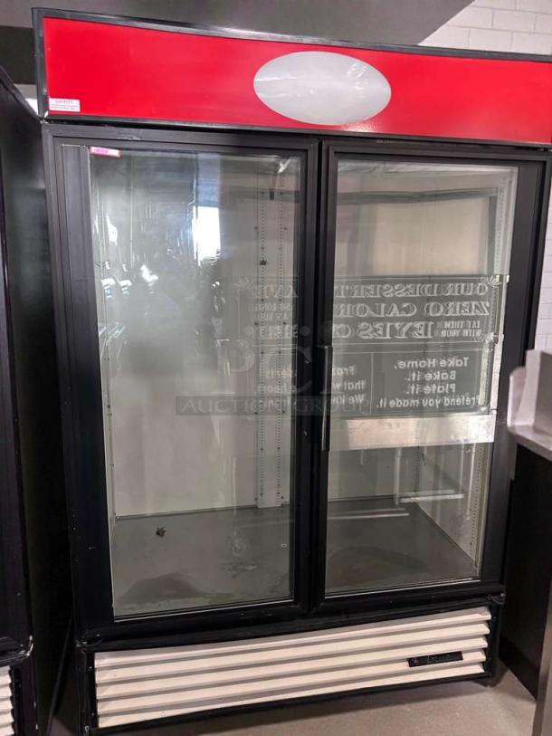 True GDM-49 commercial glass door merchandiser refrigerator, 49 cu. ft., premium condition, UL listed, fully tested.