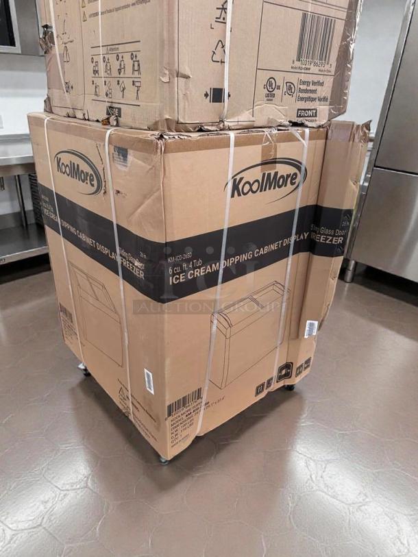 Brand New KoolMore KM-ICD-26SD Ice Cream Dipping Cabinet Freezer, 6 Cu. Ft., 4 Tub, UL Listed, boxed, never used.