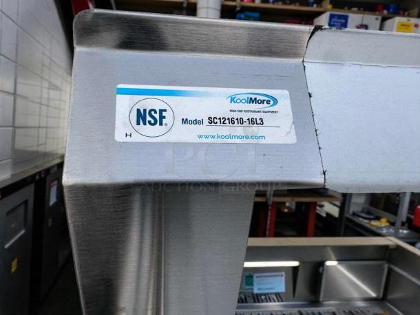 Brand new KoolMore SC121610-16L3 stainless steel prep table, NSF certified, tag shows model and website, never used.