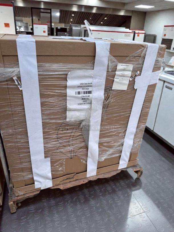 Brand new Commercial Carpet Extractor in original packaging, never used, model CLN-L-CARP-0318, UL listed, on pallet.