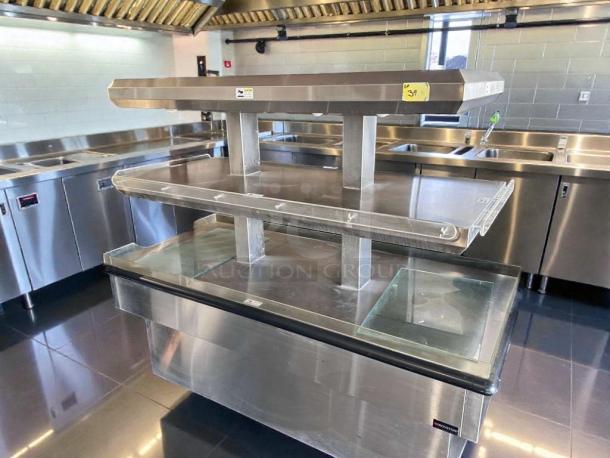 Royston 72" heated hot food island, stainless steel, excellent condition, NSF certified, fully tested, model ROYS-L-ISLAND-0322.