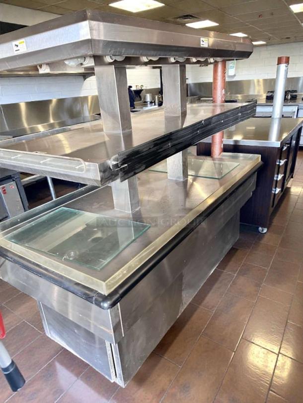 Royston 72" heated hot food island, stainless steel, excellent condition, NSF certified, fully tested, model ROYS-L-ISLAND-0322.