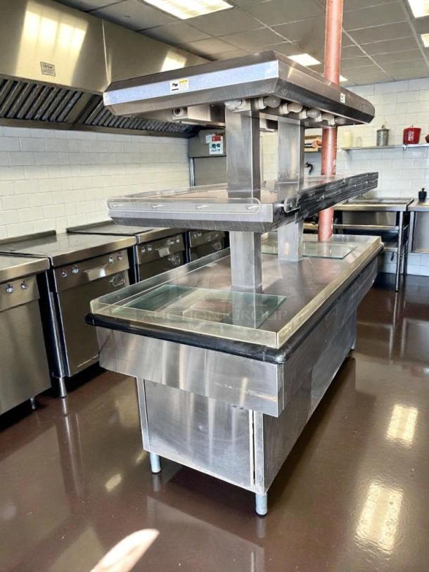 Royston 72" heated hot food island in stainless steel, NSF certified, outstanding condition, fully operational.