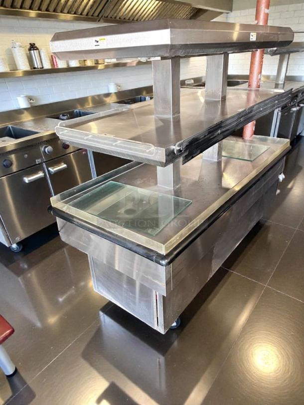Royston 72" heated hot food island, NSF certified, stainless steel, excellent condition, model ROYS-L-ISLAND-0322.