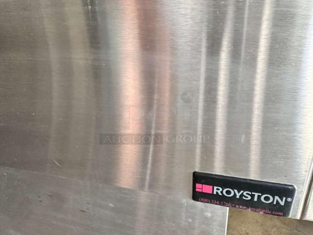 Royston 72" Heated Hot Food Island in outstanding condition with visible logo and contact info. NSF certified, fully tested.