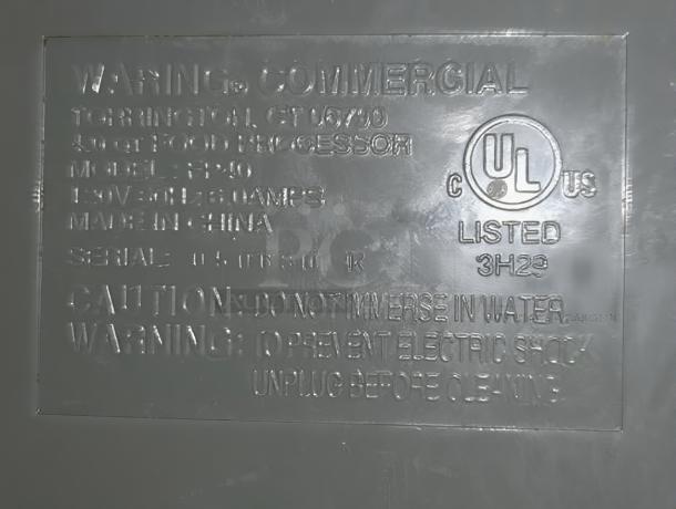 Waring FP-10 Commercial Food Processor, 4 Qt, UL Listed, Model FP-10, Premium Condition, Fully Tested, Serial 0037370412.