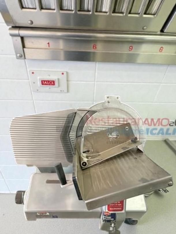 Immaculate Bizerba SE8 manual meat slicer with 13" stainless steel blade, commercial grade, UL listed, fully tested.