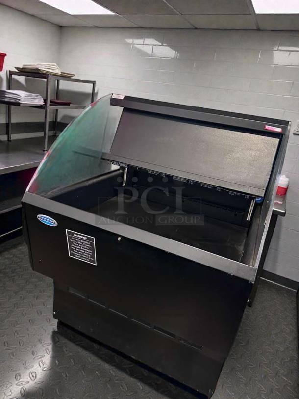 Federal Industries open-top beverage merchandiser, excellent condition, UL listed, tested, black finish, model FED-L-COLD-0333.