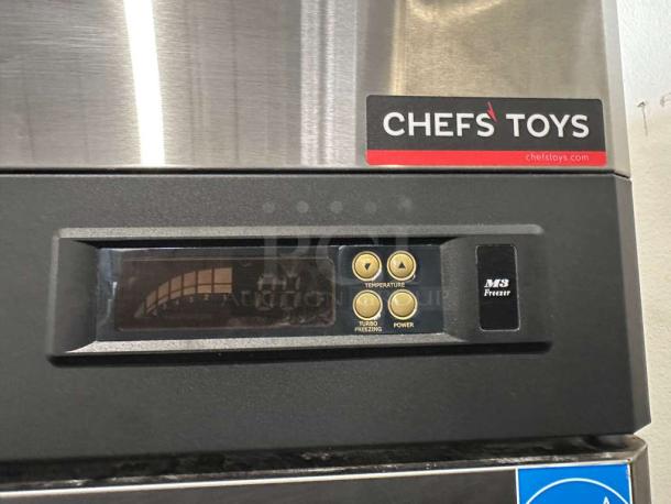 Turbo Air M3F47-2-N freezer control panel with Chef's Toys branding, showing temperature settings in excellent condition.