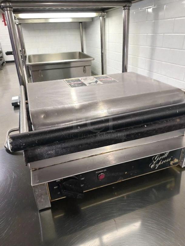 Pristine Star Manufacturing Commercial Panini Grill, stainless steel, UL listed, fully tested, model STR-M-GRL-0337.