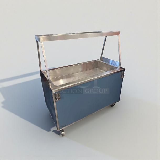 High-grade Duke Aerotot mobile cold food serving station. Stainless steel, fully tested, operational, model visible, excellent condition.