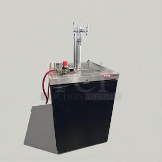 Micro Matic dual tap draft beer kegerator, stainless steel, outstanding condition, fully tested, commercial model MIC-L-DRAFT-0354.