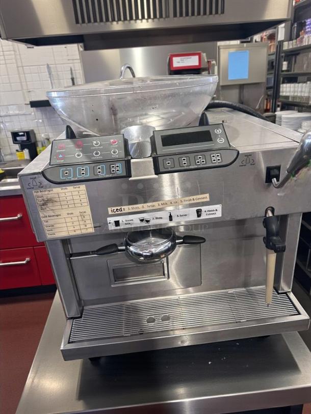 Starbucks Mastrena commercial espresso machine in excellent condition, dual hopper, model STAR-L-ESP-0361, fully tested and operational.