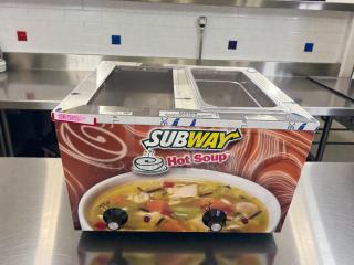 Duke CSW-2-1-AM commercial soup warmer, 2 wells, Subway branding, excellent condition, UL listed, tested and operational.