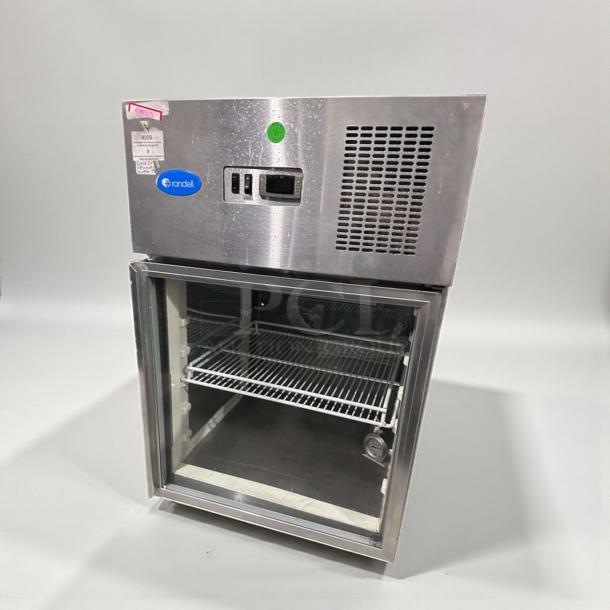 Randell 4002A undercounter glass door refrigerator, stainless steel, UL listed, 115V, fully tested, excellent condition.