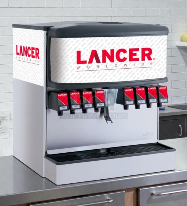 Lancer Coca-Cola 8-valve soda fountain dispenser, stainless steel, premium condition, UL listed, fully operational.