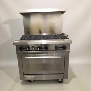 Connerton Commercial 6-burner gas range with oven, natural gas, exceptional condition, fully tested, model CON-L-RNG-0147.