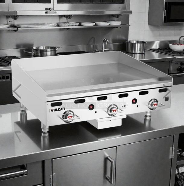 Vulcan MSA36 36" commercial gas griddle with thermostatic controls in premium condition, natural gas, fully tested.