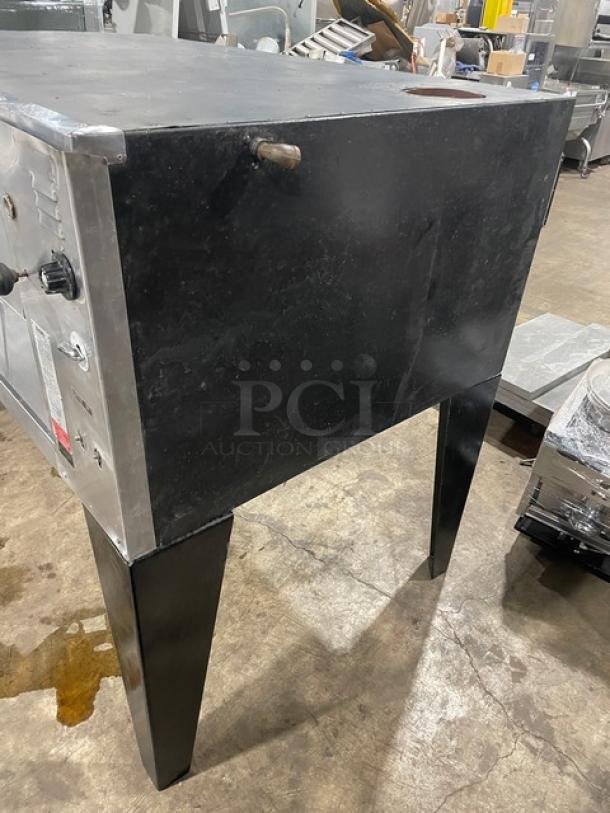 Bari Commercial Stainless Steel Gas Pizza Deck Oven, Model M648M, with stones. Single stacked, on legs.