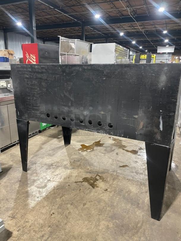 Bari M648M stainless steel gas pizza deck oven, single stacked, 6-pie capacity, with stones, on legs, model M648M, serial 2621.