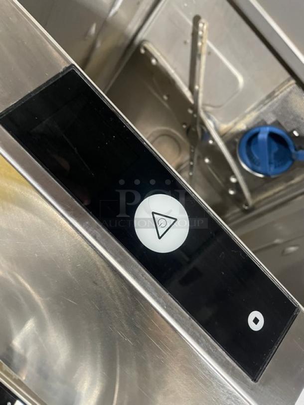 Hobart Advansys stainless steel undercounter dishwasher, Model LXNR, Energy Star certified, touchscreen panel visible.