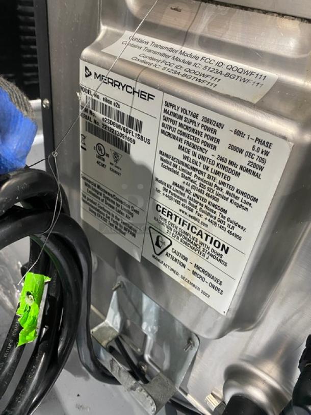 MerryChef Eikon E2S commercial countertop oven, electric-powered, model 2022, 208/240V, 1-phase, good condition, serial number 2212213091659.