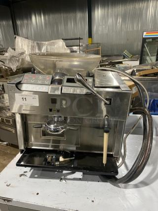 Thermoplan Mastrena CS2 espresso machine, stainless steel, starbucks-style, with bean hopper, model CS2, serial 40-148773, 208V.