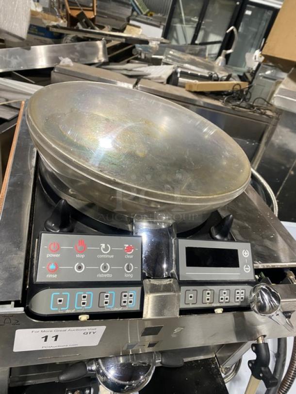 Thermoplan Mastrena CS2 2018 espresso machine, stainless steel, super-automatic, with bean hopper, 208V, used condition.