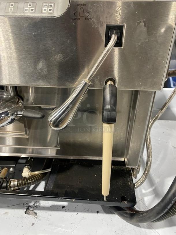 Masrtena CS2 commercial espresso machine, stainless steel, 2018 model with dual nozzles, on counter setup.