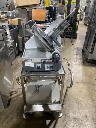 WOW! Hobart Commercial Electric Powered Countertop Heavy Duty Deli Meat Slicer! With BRAND NEW Deli Buddy Single Undershelf Slicer-Mounting Equipment Cart/Stand! Model: 2912 SN: 561-183-521! 120V 1 Phase! On Legs & Casters! - Item #1231925
