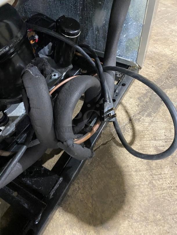 Close-up of a True Commercial Refrigerator Model T231G1 component with coiled insulated wiring and visible connectors.