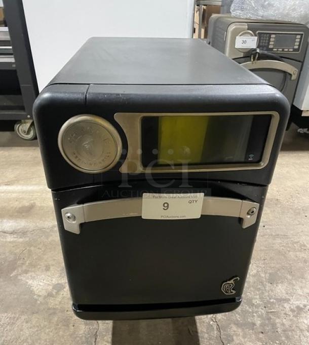 TurboChef NGO 2021 black countertop rapid cook oven, ventless, electric, with crank bar, in good condition.