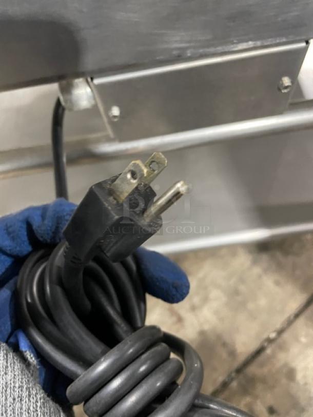 WoodStone stainless steel gas plancha griddle, 48" countertop, with back and side splash, undershelf stand on casters.