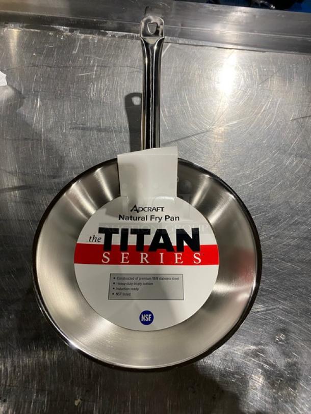 Adcraft Titan Series 8" stainless steel induction-ready fry pan, model FPSI-8, new with tags, NSF certified.