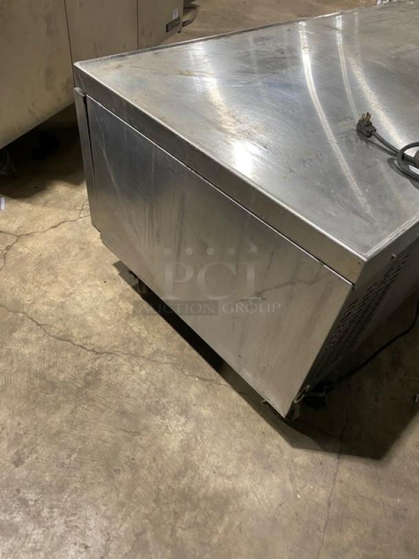 Beverage-Air stainless steel 4-drawer refrigerated chef base, model WTRCS84-1, on casters, 84", 115V, used condition.