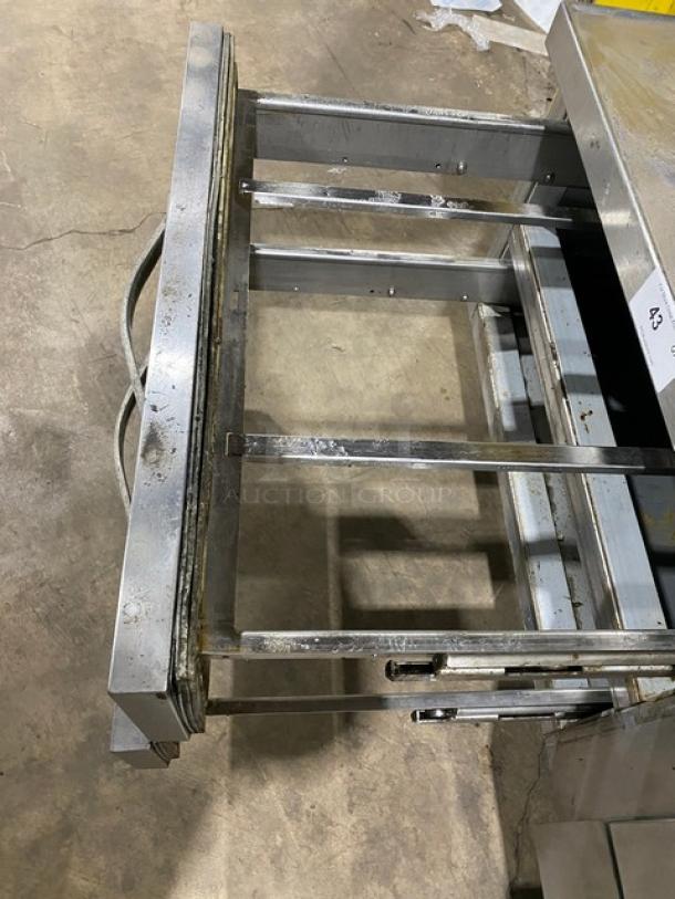 Beverage-Air 84" stainless steel refrigerated chef base, model WTRCS84-1, with four empty drawers on casters.