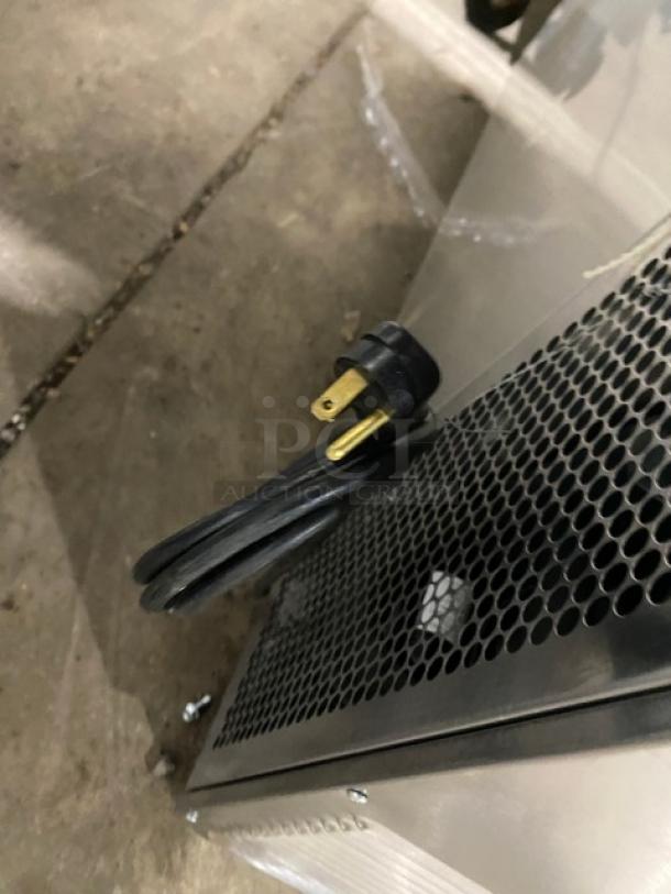 True Commercial Stainless Steel 2 Door Back Bar Cooler, Model TBB2448S, with black coated wired rack, 115V 1 Phase.