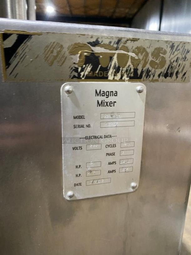 Attias Magna-Mixer 50H4C1 commercial dough mixer, 10 gal./50 lb. capacity, model 50H-4C1, SN 40952, 230V, 3 phase, stainless steel.