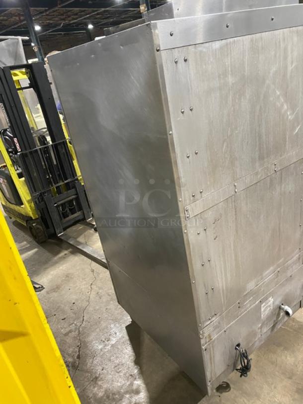 Southbend commercial stainless steel gas upright double deck infrared broiler on casters, visible in good condition.